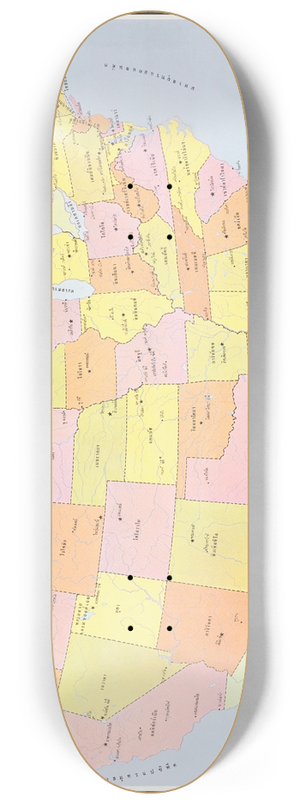 U.S. Information Agency - Untitled: Foreign language poster featuring a map of the United States. 8.25 inch art skate deck U.S. Information Agency - Untitled: Foreign language poster featuring a map of the United States. 8.25 inch art skate deck