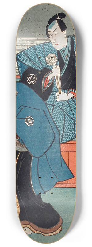 Utagawa Kunisada (Toyokuni III) - Actors Band Sajr I as Mumata Junsai, Band Takesabur I as Oguri Stan 8.25 inch art skate deck