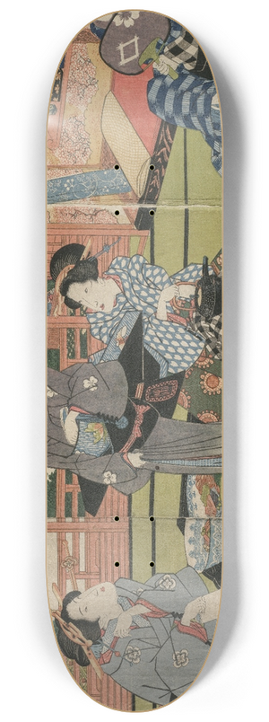 Utagawa Kunisada (Toyokuni III) - A View of the Large New Room at Sakurai 8.25 inch art skate deck