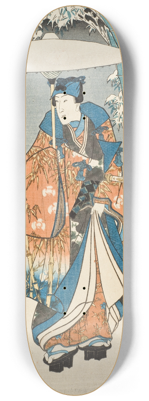 Utagawa Kunisada (Toyokuni III) - Murasaki and Genji Viewing the Snow 8.25 inch art skate deck