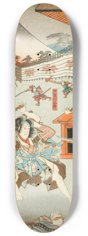 Utagawa Kunisada (Toyokuni III) - Night Attack of the Soga Brothers; Soga no Jr Sukenari and Kga no Sabur 8.25 inch art skate deck