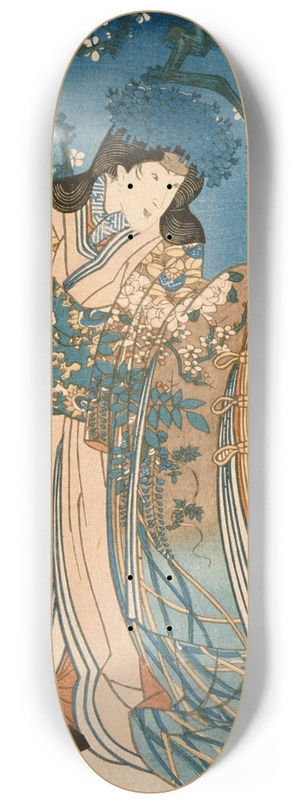 Utagawa Kunisada (Toyokuni III) - The Actor Ichimura Kakitsu in a Female Role Representing the Second Month 8.25 inch art skate deck