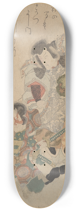 Utagawa Kunisada (Toyokuni III) - Two Men, One with Black Horse Banner 8.25 inch art skate deck