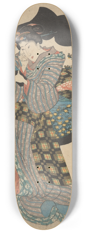 Utagawa Kunisada (Toyokuni III) - Woman Putting on Make-Up 8.25 inch art skate deck Utagawa Kunisada (Toyokuni III) - Woman Putting on Make-Up 8.25 inch art skate deck