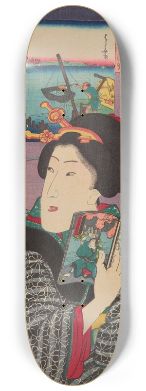 Utagawa Kuniyoshi - Landscapes and Beauties- Feeling Like Reading the Next Volume 8.25 inch art skate deck