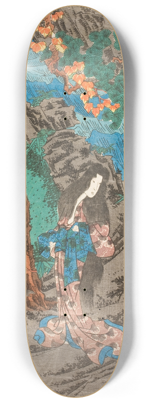 Utagawa Kuniyoshi - On the Way to Kyoto, Minamoto no Raik Meets Kaidmaru in the Ashigara Mountains of Sagami Province and Takes Him as a Retainer 8.25 inch art skate deck
