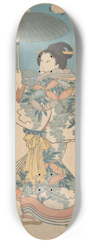 Utagawa Kuniyoshi - Woman with Green Umbrella 8.25 inch art skate deck