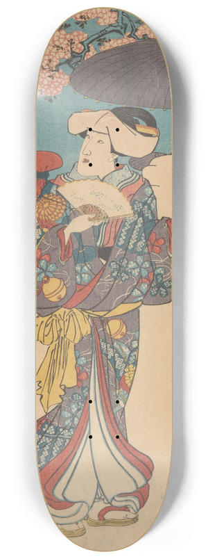 Utagawa Kuniyoshi - Woman with Purple Umbrella 8.25 inch art skate deck