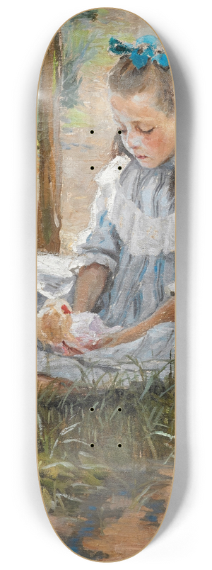 Vasily Vasilyevich Konovalov - A Young Girl Playing with a Doll 8.25 inch art skate deck
