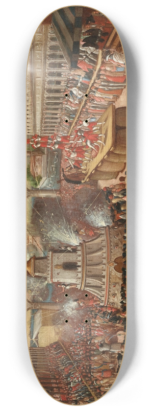 Venetian School - The Giovedi grasso festival with the Forze dErcole in the Piazetta, Venice 8.25 inch art skate deck