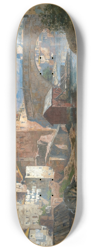 Veronika Maria Herwegen-Manini - Rome, Scene on the Tiber 8.25 inch art skate deck