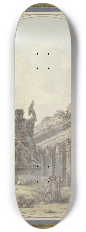 Victor-Jean Nicolle - Architektonisches Capriccio; Inneres einer Tempelruine mit einer Statue des Jupiter tonans und Figurenstaffage 8.25 inch art skate deck