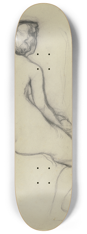 Victor Mller - Auf einer Erhebung sitzender weiblicher Akt in Rckenansicht 8.25 inch art skate deck