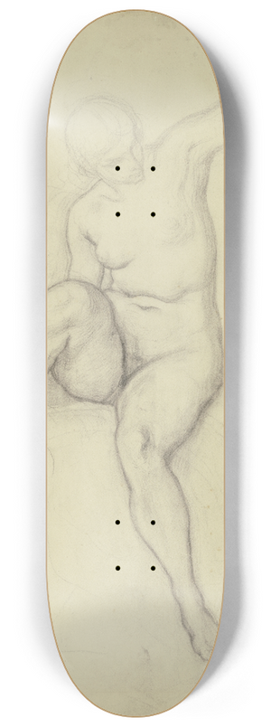 Victor Mller - Auf einer Wolke sitzender weiblicher Akt in Vorderansicht, den linken Arm erhoben 8.25 inch art skate deck