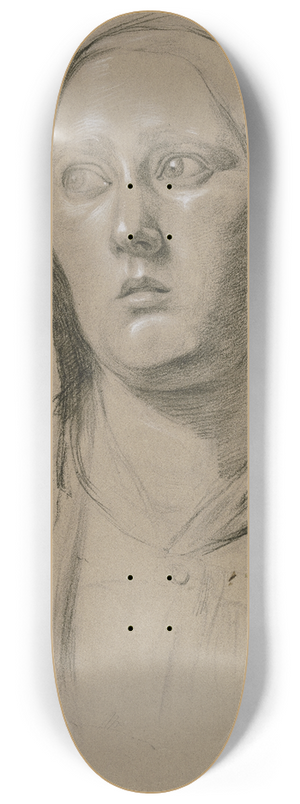 Victor Mller - Kopf einer Frau in Vorderansicht, den bangen Blick nach links gerichtet 8.25 inch art skate deck