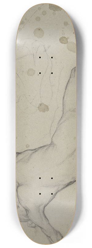 Victor Mller - Lagernder mnnlicher Akt in Rckansicht, mit angedeuteter Draperie 8.25 inch art skate deck