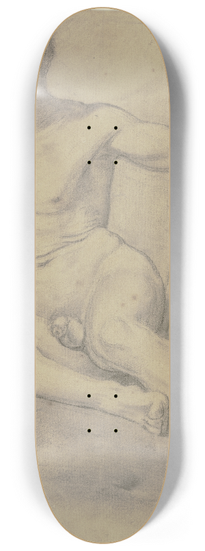 Victor Mller - Lagernder mnnlicher Akt in Vorderansicht, mit der Linken auf einen Stab gesttzt 8.25 inch art skate deck