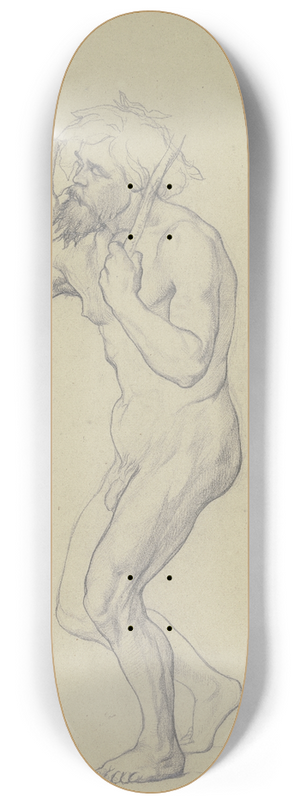 Victor Mller - Schreitender mnnlicher Akt nach links, in der Linken einen Stock hochhaltend 8.25 inch art skate deck