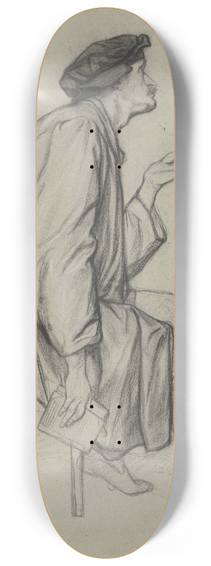 Victor Mller - Sitzender Oecolampadius mit einem Buch in der Rechten, die Linke zur Rede erhoben, aus dem Ritter Hartmut von Kronberg bei dem Reformator Oecolampadius in Basel 8.25 inch art skate deck