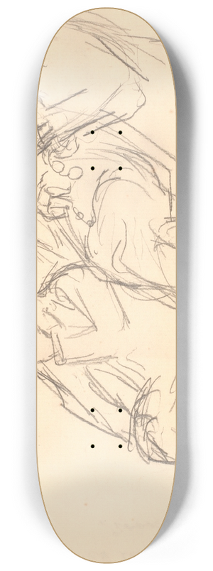 Viggo Johansen - Figurskitse Tre siddende mnd- Fr Henningsen, Aarsleff og P Johansen 8.25 inch art skate deck