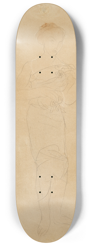 Auguste Rodin - Femme drape debout aux paules dnudes. Motifs de fleurs 8.25 inch art skate deck