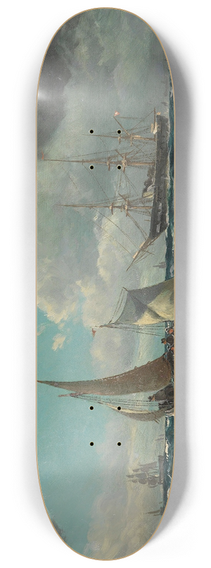 Vilhelm Bille - Fischerboot und Dampfsegler auf bewegter See 8.25 inch art skate deck