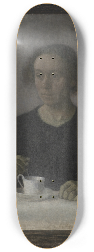 Vilhelm Hammershi - Ida Hammershi, the Artists Wife, with a Teacup 8.25 inch art skate deck