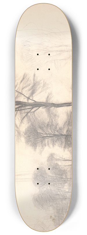 Vilhelm Hammershi - Landskab med spredte trer. Ryet ved Farum S 8.25 inch art skate deck