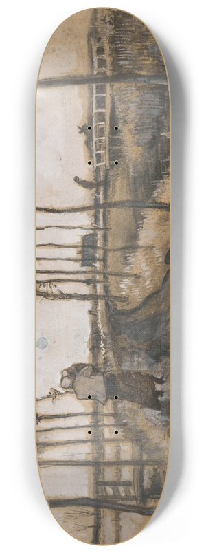 Vincent van Gogh - Landschap met Lopende Vrouw 8.25 inch art skate deck