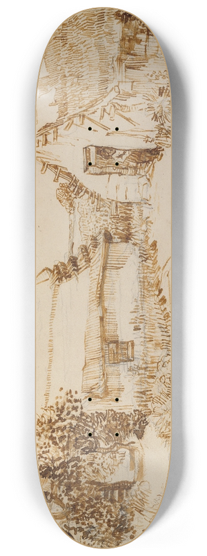 Vincent van Gogh - Two Cottages at Saintes-Maries-de-la-Mer 8.25 inch art skate deck