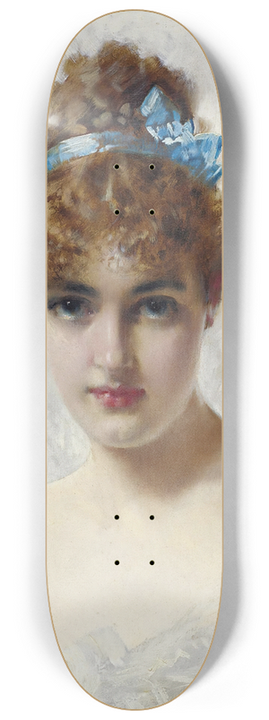 Vittorio Matteo Corcos - Portrait Of A Young Woman In White 8.25 inch art skate deck
