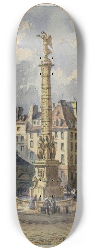 Auguste-Sbastien Bnard - La place du Chtelet et la fontaine des Palmiers. 8.25 inch art skate deck