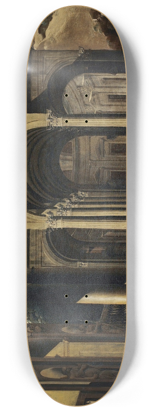 Viviano Codazzi - ACapriccio Of The Exterior Of An Elaborate PalaceWith Saint Peter Healing The Lame 8.25 inch art skate deck