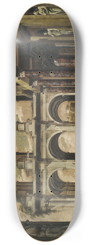Viviano Codazzi - A Capriccio Of The Internal Courtyard Of A Ruined Palace With The Miracle Of Saint Paul 8.25 inch art skate deck