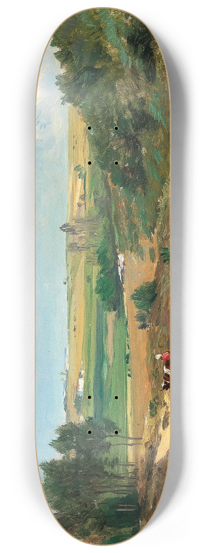 Vladmir Donatovitch Orlovsky - A vast landscape, in the background a village 8.25 inch art skate deck