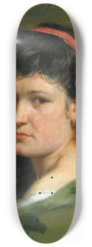 Vlaho Bukovac - Portrait of a Lady with Red hairband 8.25 inch art skate deck