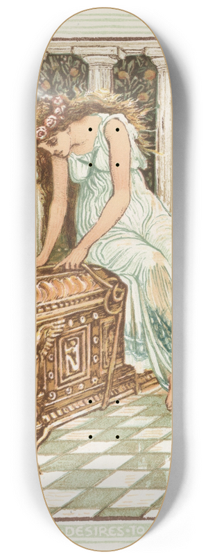 Walter Crane - Pandora desires to open the box 8.25 inch art skate deck Walter Crane - Pandora desires to open the box 8.25 inch art skate deck