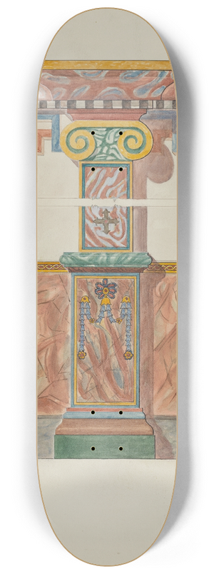 Warren W. Lemmon - Painted Wall Decoration, Detail of Pilaster 8.25 inch art skate deck