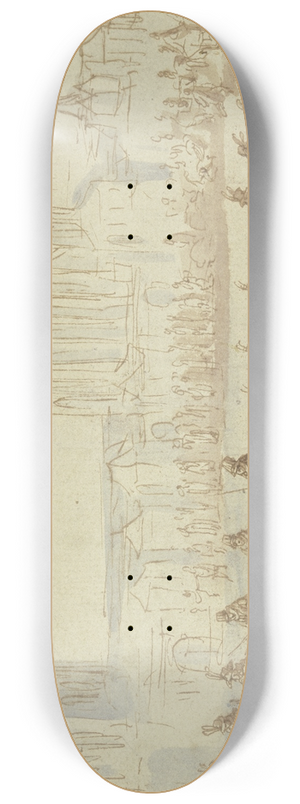 Augustin Braun - Reiterzug auf einem Platz, im Hintergrund der Klner Dom 8.25 inch art skate deck