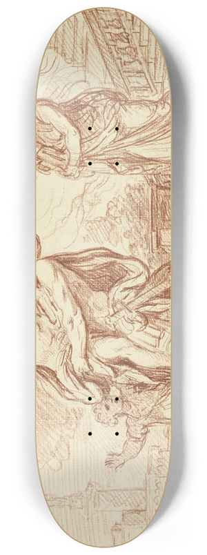 Augustin Pajou - Aeneas Fleeing with Anchises from the Ruins of Troy 8.25 inch art skate deck