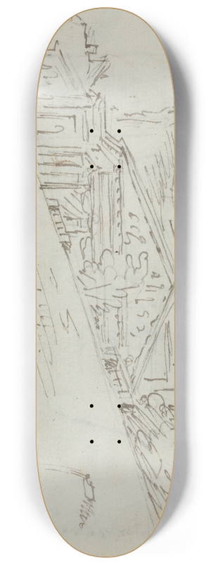 Augustin Pajou - Ancient Ruins on the Bank of the Tiber 8.25 inch art skate deck