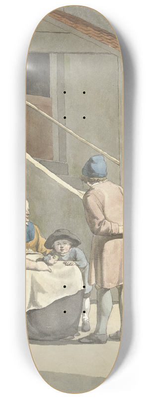 W. Barthautz - Jongen en vrouw met kind voor een huis 8.25 inch art skate deck