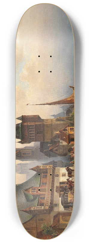 Wilhelm Alexander Meyerheim - Postkutsche im Pommerschen Hafen 8.25 inch art skate deck