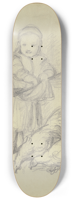 Wilhelm Amandus Beer - Kleines Mdchen Hhner ftternd 8.25 inch art skate deck