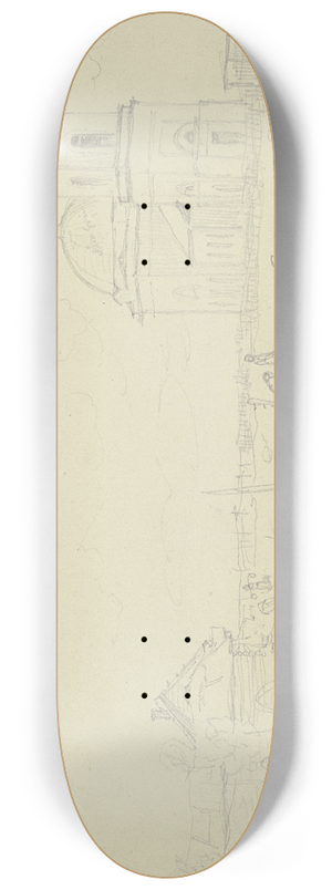 Wilhelm Amandus Beer - Skizze einer Kirche und des Kirchplatzes 8.25 inch art skate deck