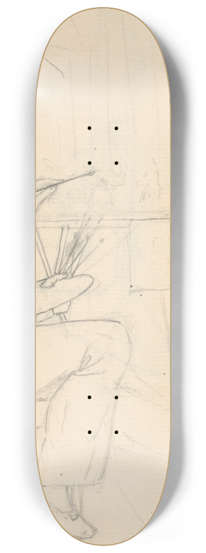 Wilhelm Bendz - Portrait of the Painter Ditlev Martens at Work Behind and Easel 8.25 inch art skate deck