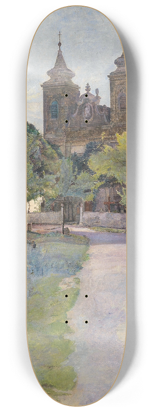 Wilhelm Bernatzik - Blick auf einen Kirchenvorplatz 8.25 inch art skate deck