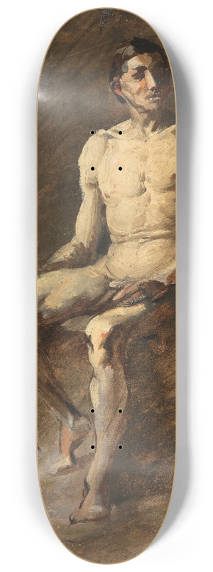 Wilhelm Busch - Sitzender mnnlicher Akt 8.25 inch art skate deck