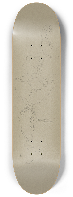 Wilhelm Busch - Skizze eines betrunkenen am Boden liegenden Mannes 8.25 inch art skate deck