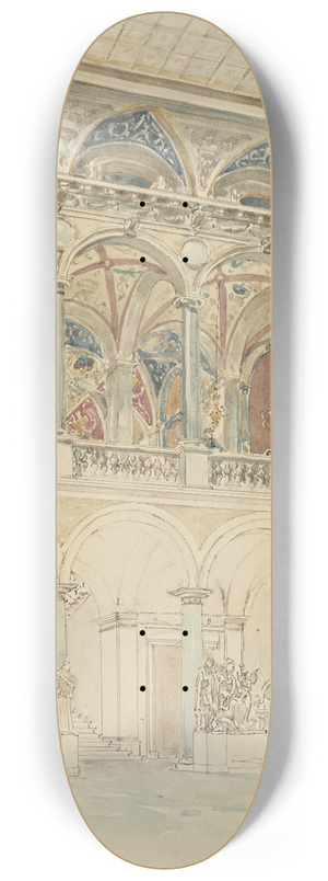 Wilhelm Cornelis Bauer - Binnenplaats van de Ecole des Beaux-Arts te Parijs 8.25 inch art skate deck